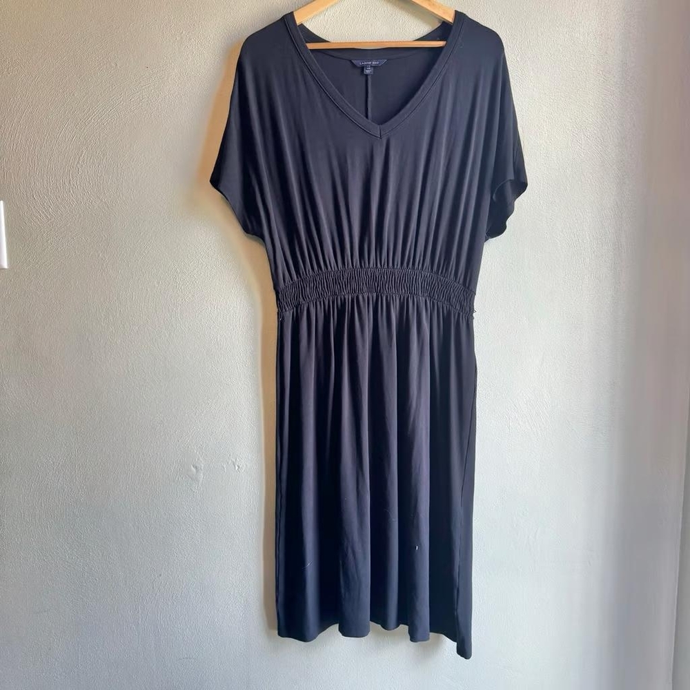 Lands’ End 0X 14W Little Black Knit Dress Elastic Waist